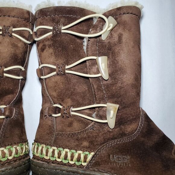 UGG Australia Kona Brown Suede Lambskin Boots Size 6 - Picture 9 of 12